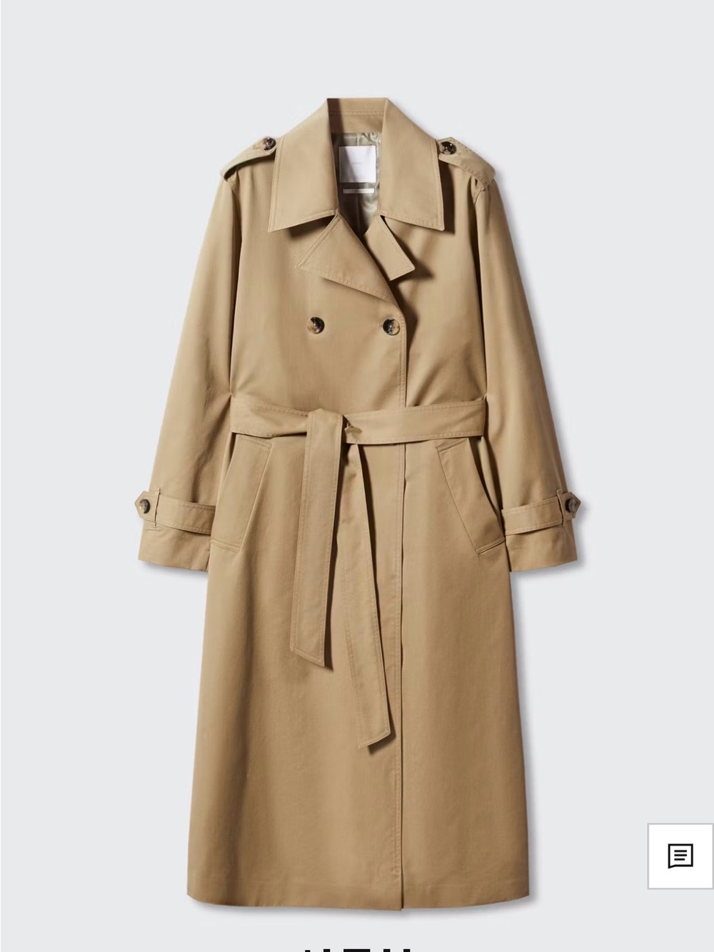 NWT Mango DOUBLE-BREASTED TRENCH COAT in Medium Brown, sz Small